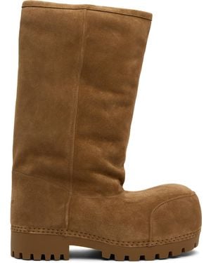 Balenciaga Bottes Hautes Alaska Brun Clair En Nubuck - Marron
