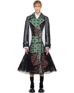 Comme des Garçons ブラック＆グリーン Tulle & Jacquard Lame Polka Dots トレンチコート
