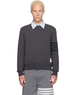 Thom Browne Pull À Col Ras Du Cou Gris À Manches Longues À Rayures Ton Sur Ton