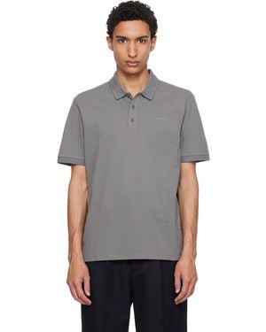 HUGO Cotton Piqué Logo Polo - Grey