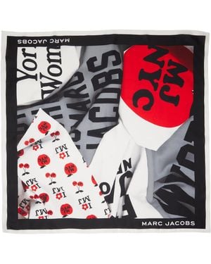 Marc Jacobs Foulard Canal St Noir Et Rouge En Soie