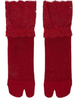 Yohji Yamamoto Mesh/Lace Tabi Socks - Red