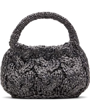 JW Anderson Petit Sac Gris Acier En Tricot Câblé - Noir