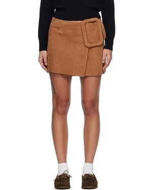 Ami Paris Tan Goat Leather Big Buckle Belted Miniskirt - Black