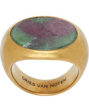 Dries Van Noten Stone Signet Ring - Metallic