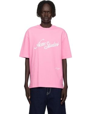 Acne Studios Logo Relaxed Fit T-Shirt - Pink