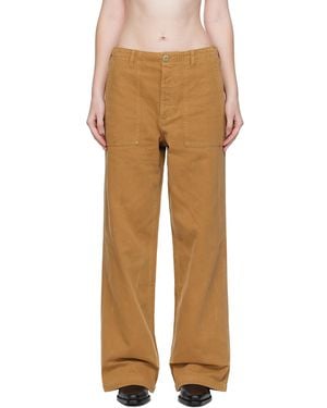 R13 Tan Wide Leg Utility Trousers - Brown