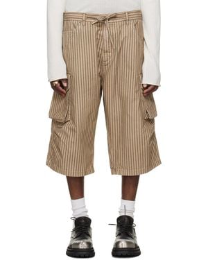 424 Camo Stripe Bermudas Cargo Shorts - Natural