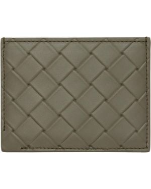 Bottega Veneta Khaki Intrecciato Stamp Credit Card Holder - Green
