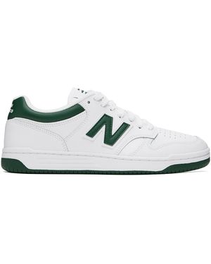 New Balance ホワイト＆グリーン 480 スニーカー - ブラック