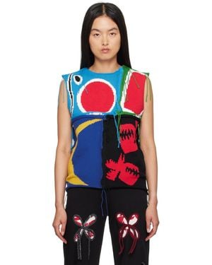 Charles Jeffrey Patch Cable Knit Vest - Red