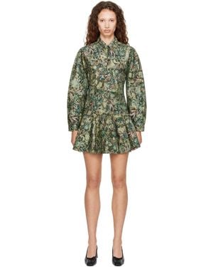 Ganni Tapestry Floral Minidress - Green