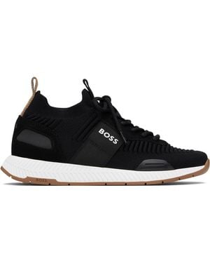 BOSS Knitted-Upper Trainers - Black