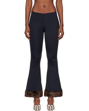 Conner Ives Faux Mink-Trimmed Lounge Trousers - Black
