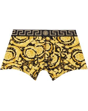 Versace Printed Jacquard Cotton-Jersey Long Boxer Briefs - Metallic