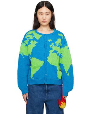 Sky High Farm World Map Stuffie Cardigan - Blue