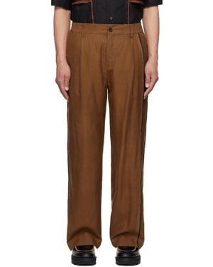 Feng Chen Wang Gambiered Silk Trousers - Brown