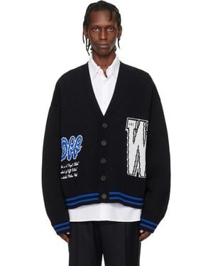 Off-White c/o Virgil Abloh '00' Glide Diagonal Varsity Knit Cardigan - Black