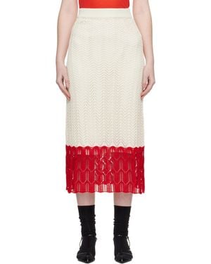 Jil Sander Off- & Bicolour Lace Midi Skirt - Red