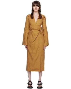 Nanushka Tan Farah Midi Dress - Black