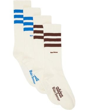 Wales Bonner オフホワイト Adidas Originalsエディション ストライプ ソックス 2足セット - ブルー