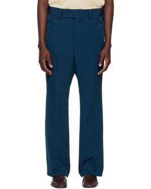 Needles Pantalon Semi-Évasé Bleu Marine En Sergé Double De Polyester