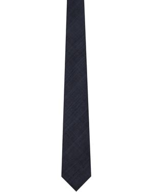 Drake's Tussah Hand Rolled Silk Tie - Black
