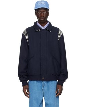 Pop Trading Co. Stripe Bomber Jacket - Blue
