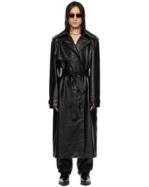 Lu'u Dan Croc Faux-Leather Trench Coat - Black
