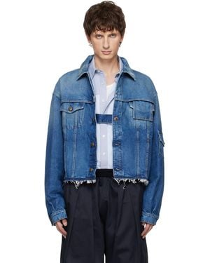 Maison Margiela Frayed Denim Jacket - Blue