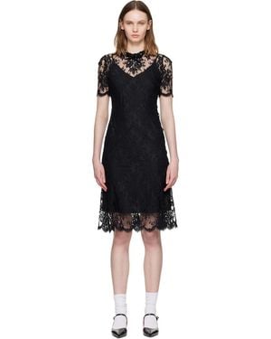 ShuShu/Tong Beaded Lace Short-Sleeve Midi Dress - Black