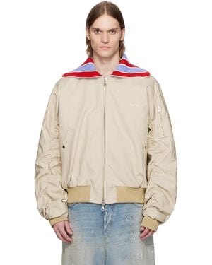 Charles Jeffrey Knit Collar Bomber Jacket - Natural