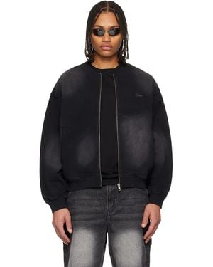 Dime Faded Fleece Bomber Jacket - Black
