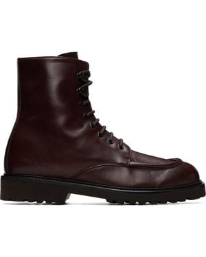 Common Projects Burgundy Buffed Leather Lace-Up Boots - Brown