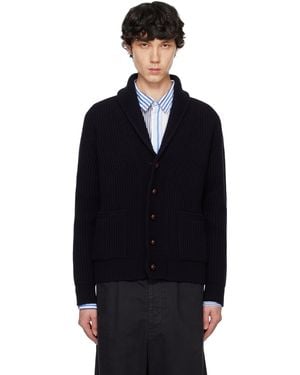 Drake's Lambswool Shawl Collar Cardigan - Blue