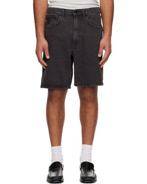 Aape By A Bathing Ape Short Noir En Denim À Logos Aapenow