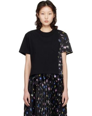 Sacai Floral Print T-Shirt - Black
