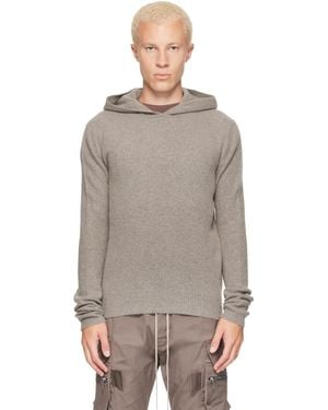 Rick Owens Tower Felt Cashmere Hoodie - Gray