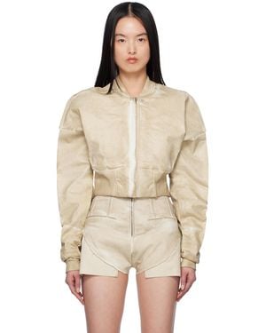 Rick Owens ベージュ Hollywood クロップド デニム フライトジャケット - ナチュラル