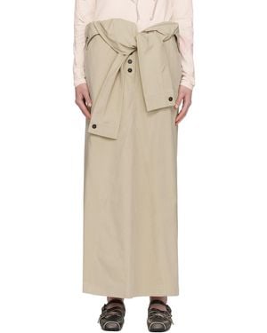OPEN YY Wrap Trench Midi Skirt - Natural