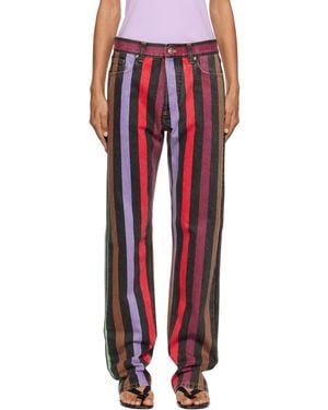 Versace Striped Straight Jeans - Red