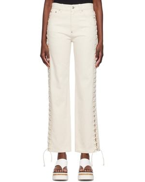 Stella McCartney Off-white Lace-up Jeans - Natural