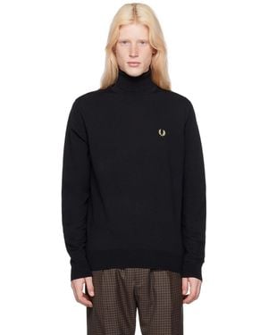 Fred Perry Black Embroidered Turtleneck