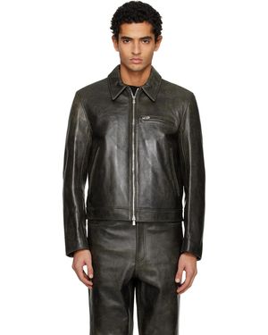Tonywack Zip Leather Jacket - Black