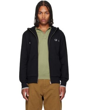 Fred Perry Zip Through Hoodie - Black