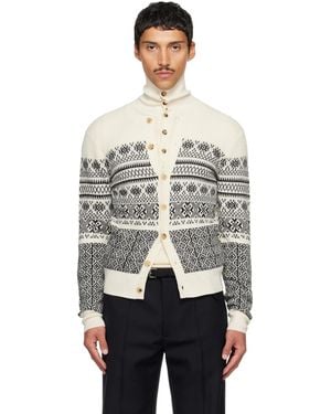 Dries Van Noten Off- Jacquard Wool Cardigan - Grey