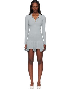 Conner Ives Robe Courte De Style Polo Bleue À Pompons - Noir