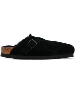 Birkenstock ブラック ナロー Boston シアリング クロッグ