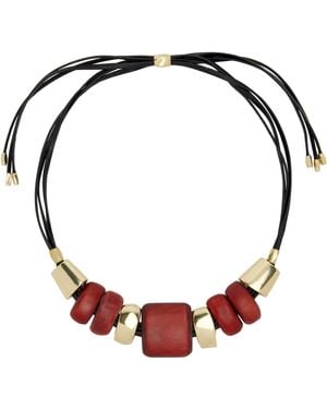 Isabel Marant ブラック レザー チョーカー - レッド