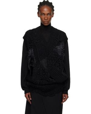 Junya Watanabe Patchwork V-Neck Jumper Vest - Black